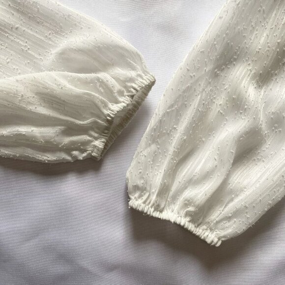 LOST + WANDER WHITE TEXTURED BUTTON FRONT SMOCKED WAIST TASSEL MAXI DRESS - S - Picture 8 of 10